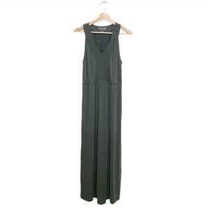 Soft Surroundings Olive Green V-Neck Maxi Dress